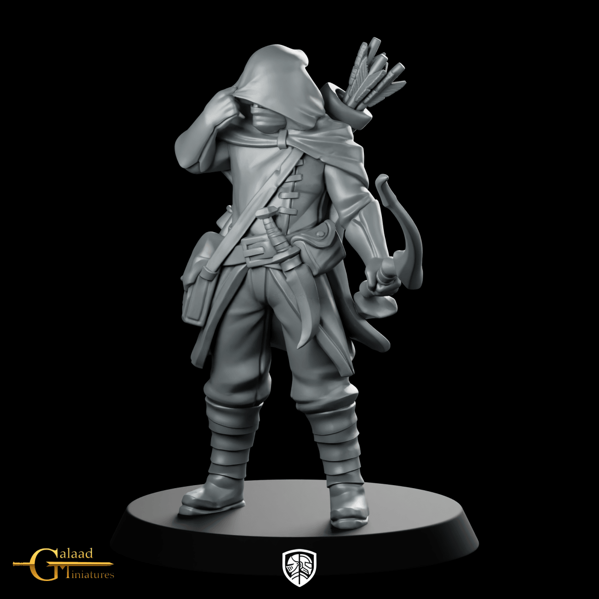 Male 03 Miniature Hooded Archer Ranger - Galaad - We Print Miniatures