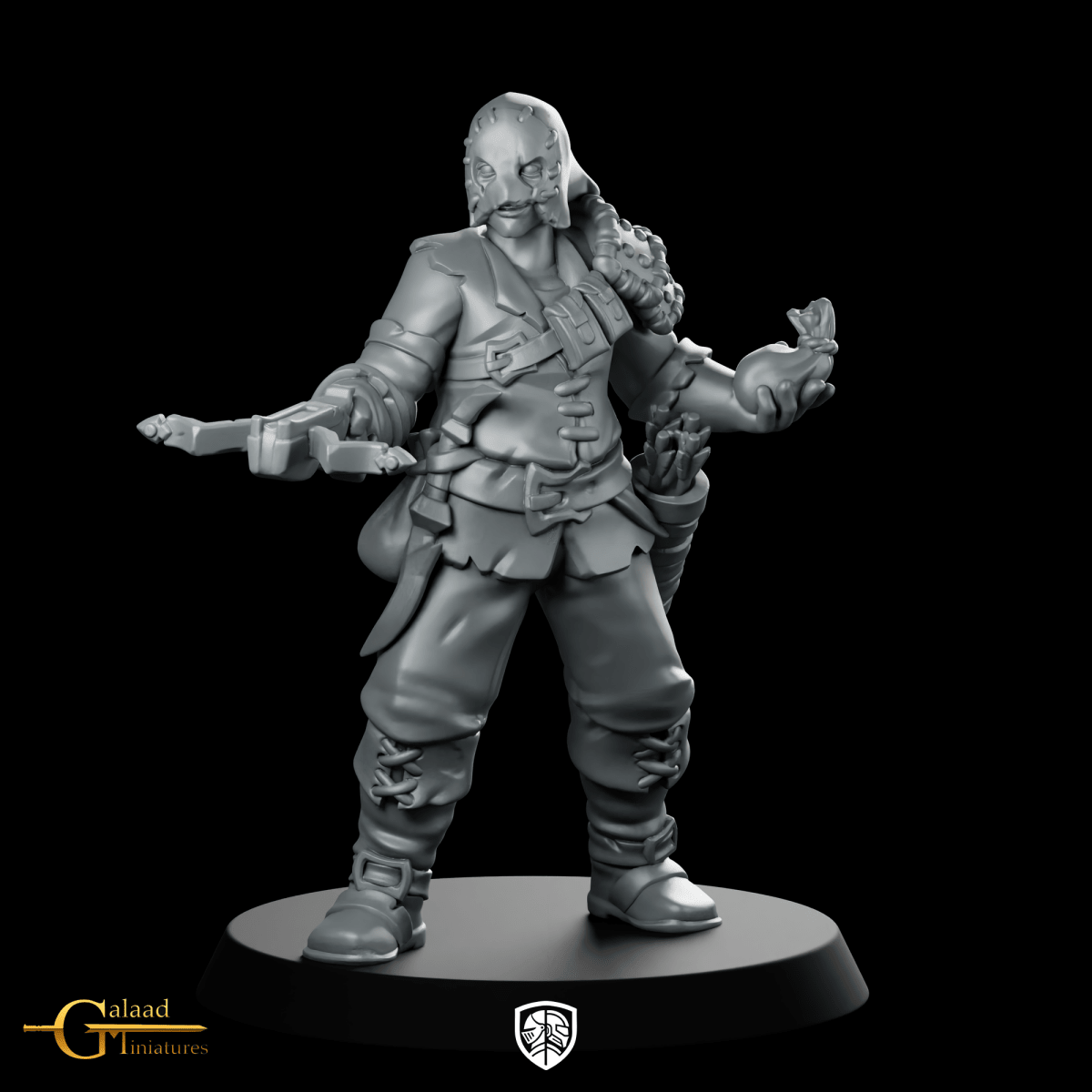 Male Bandit 02 Miniature Masked Crossbow Rogue - Galaad - We Print Miniatures