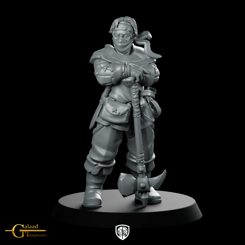 Male Bandit 04 Miniature Masked Mercenary Halberd - Galaad - We Print Miniatures