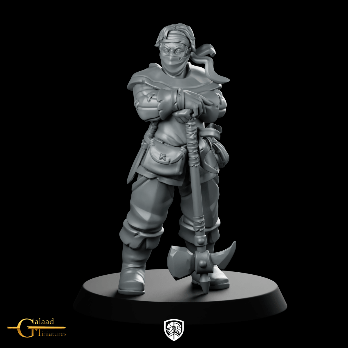 Male Bandit 04 Miniature Masked Mercenary Halberd - Galaad - We Print Miniatures