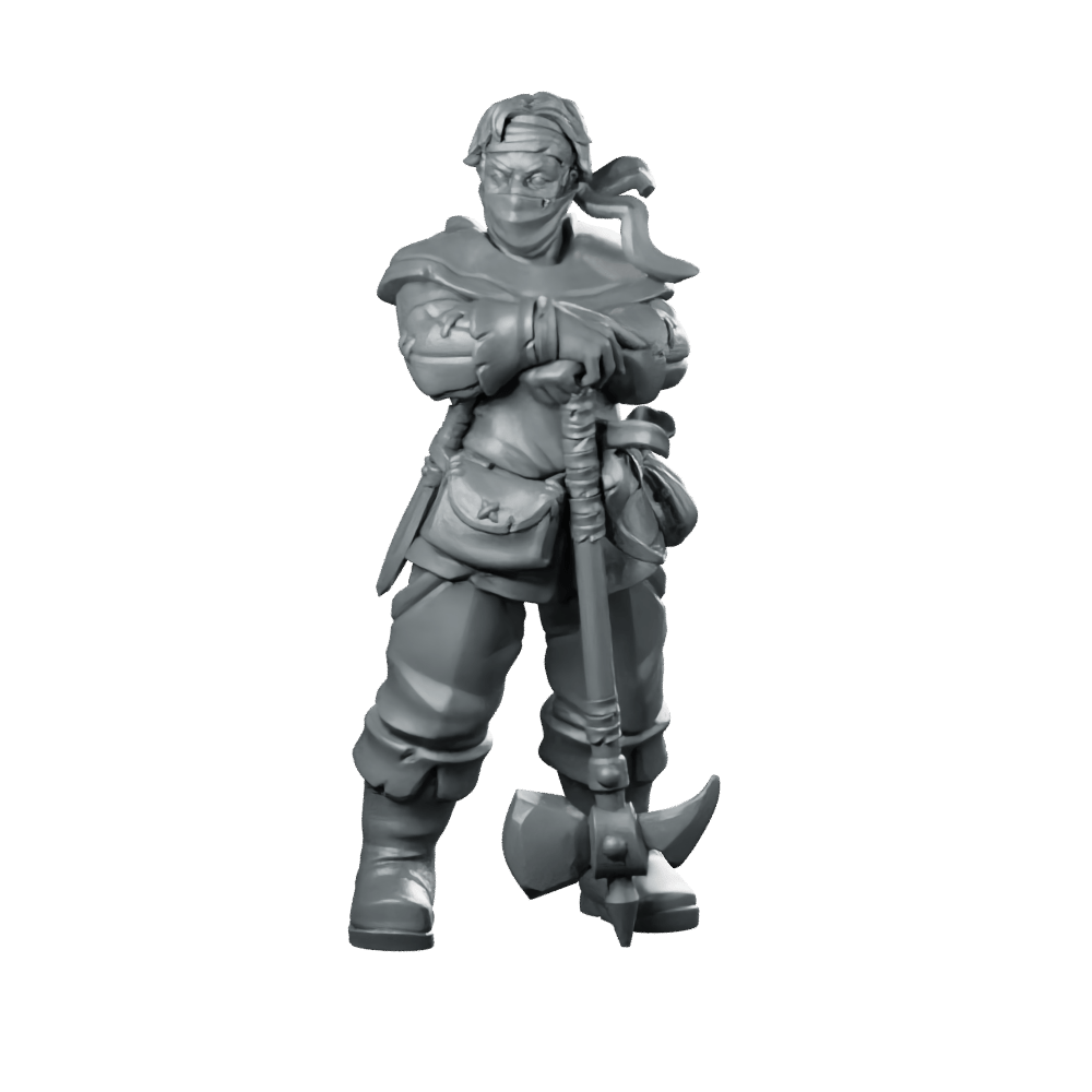 Male Bandit 04 Miniature Masked Mercenary Halberd - Galaad - We Print Miniatures
