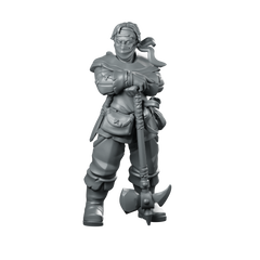 Male Bandit 04 Miniature Masked Mercenary Halberd Miniature 360 Spin 01
