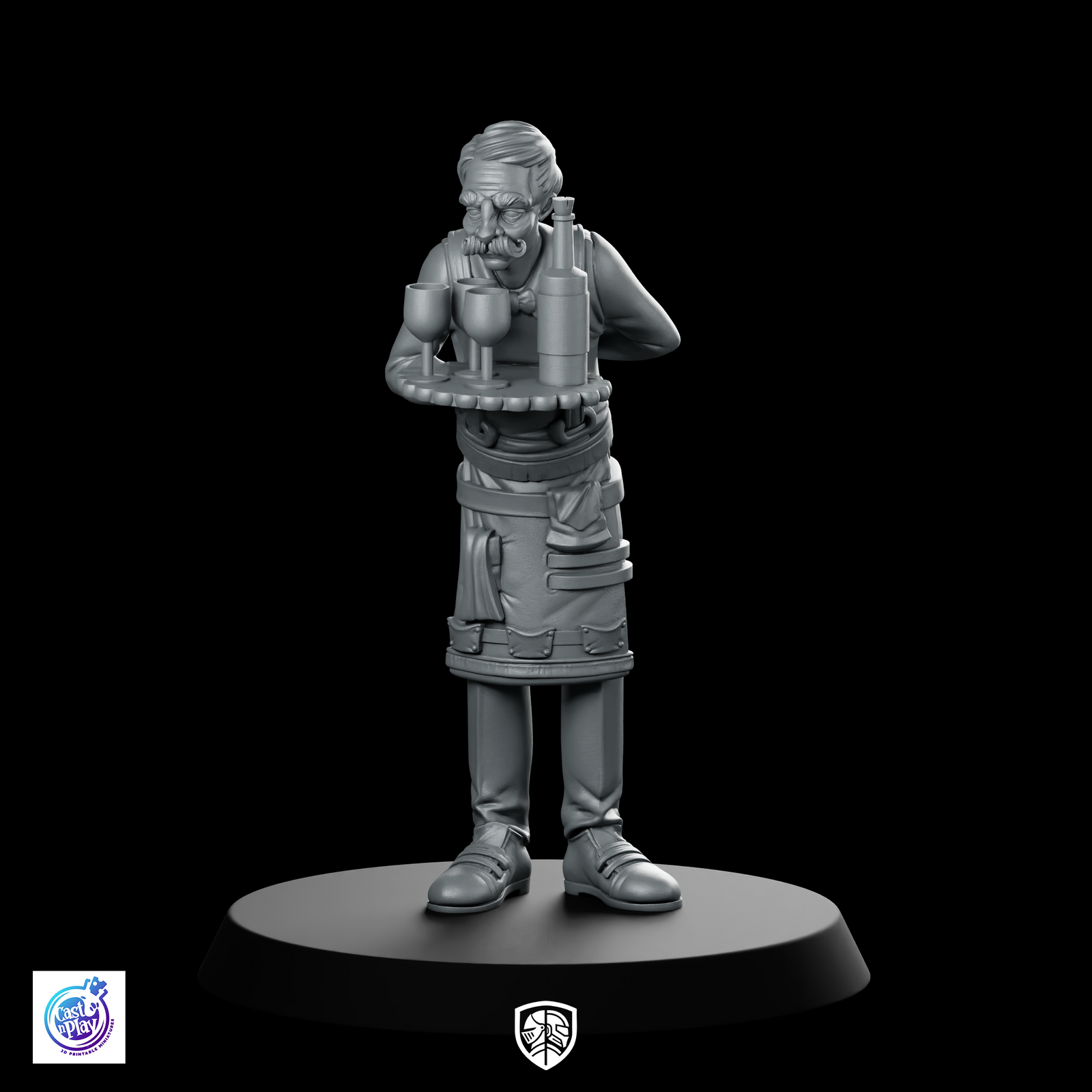 Male Butler Fantasy Miniature Wine Service NPC
