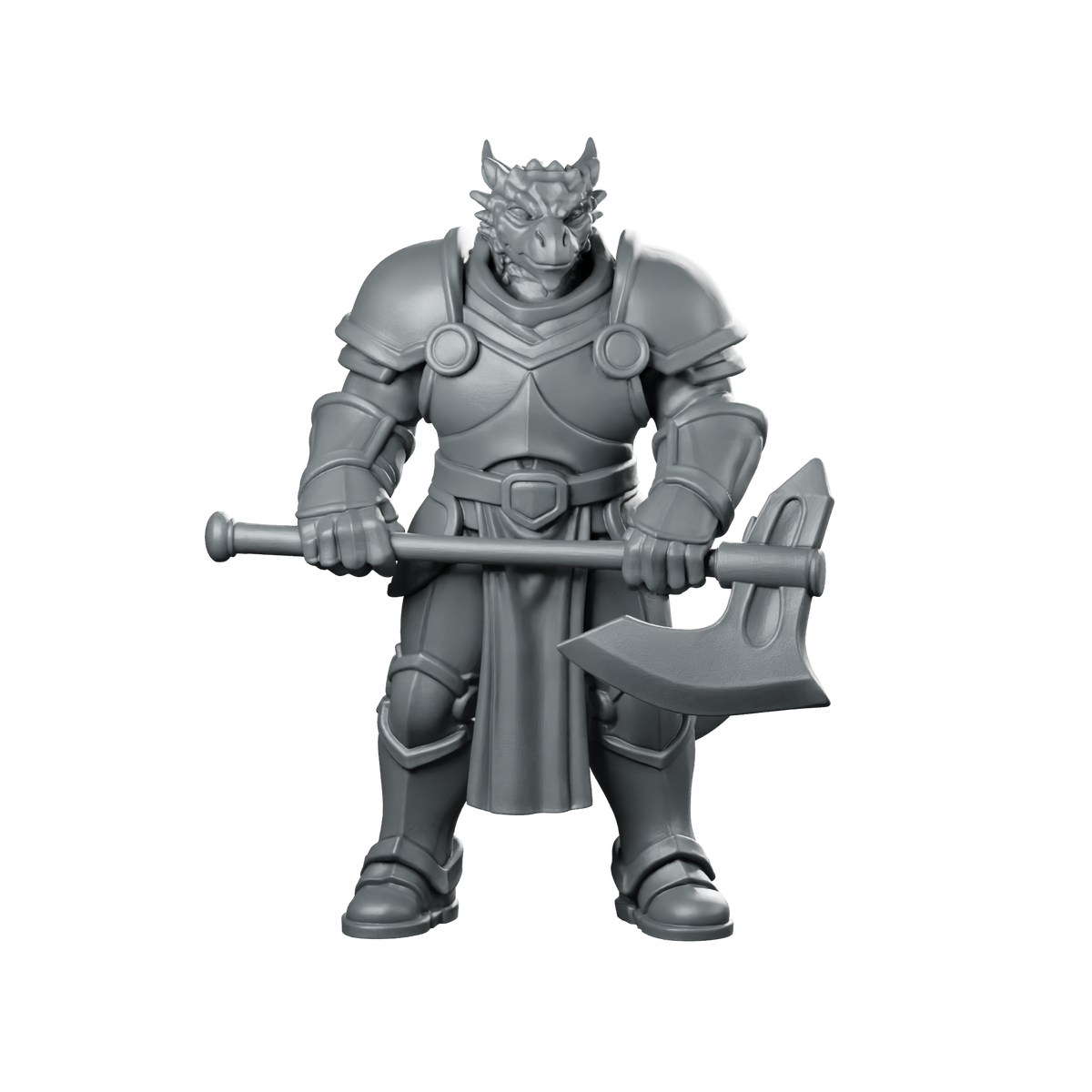 Male Dragonborn Fighter With Greataxe Miniature Warrior Miniature 360 Spin 01
