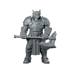 Male Dragonborn Fighter With Greataxe Miniature Warrior Miniature 360 Spin 01