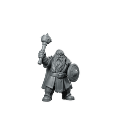 Female Dwarf Cleric With Mace And Shield Miniature Product Render Miniature 360 Spin 01