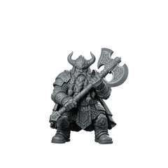 Male Dwarf Fighter With Greataxe Miniature Horned Miniature 360 Spin 01