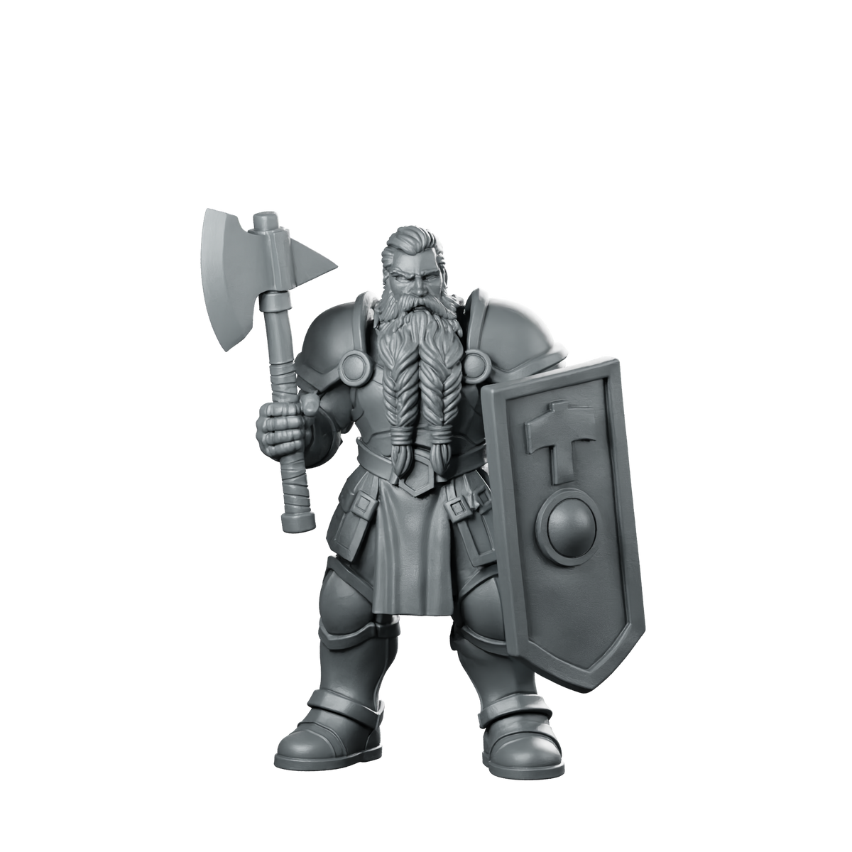 Male Dwarf Fighter With Tower Shield Miniature Miniature 360 Spin 01