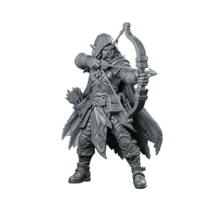 Male Elf Ranger Drawing Longbow Miniature Archer Miniature 360 Spin 01