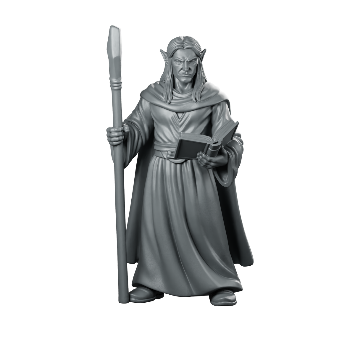 Male Elf Wizard With Staff And Miniature Miniature 360 Spin 01
