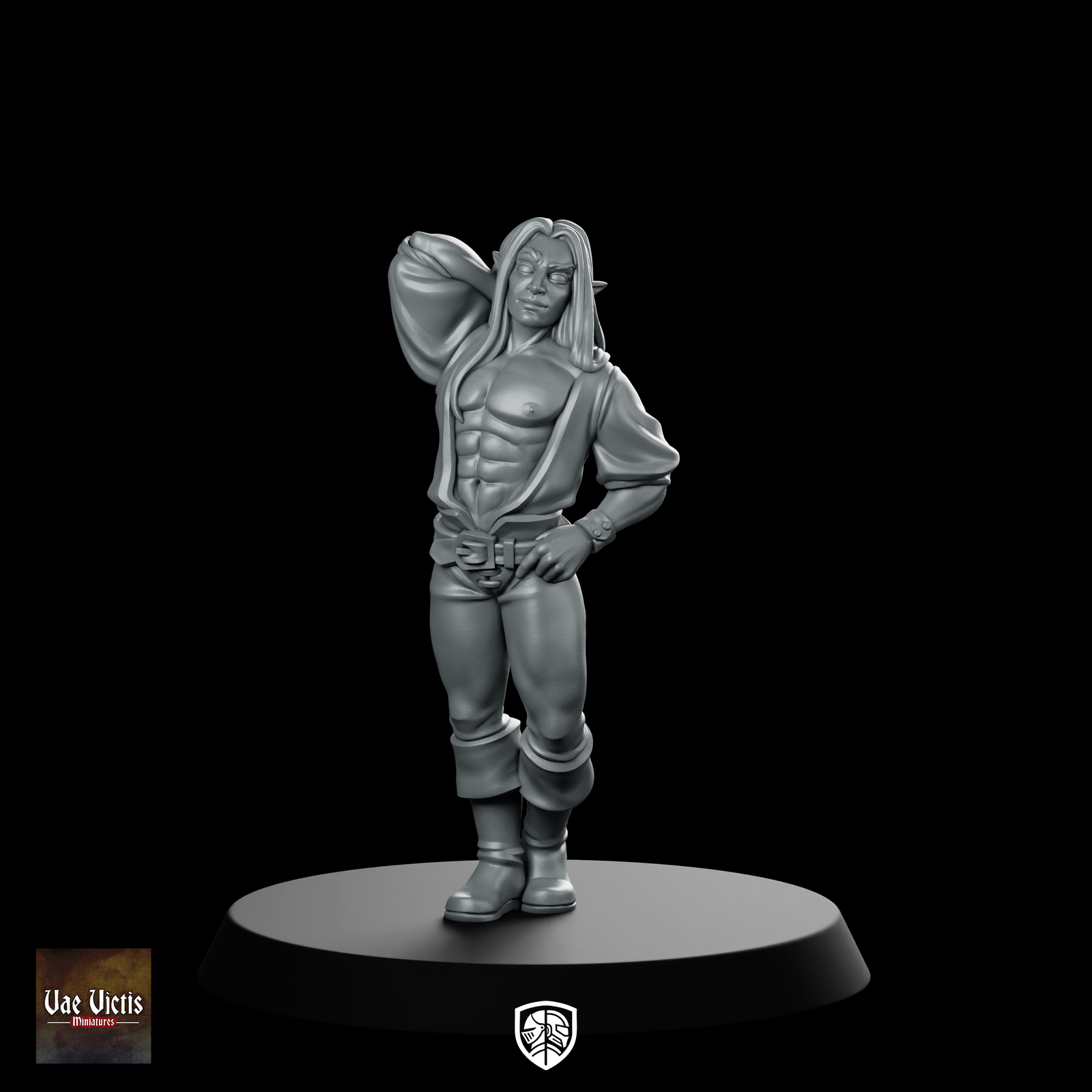 Male Entertainer Fantasy Miniature Muscular Tavern Bard