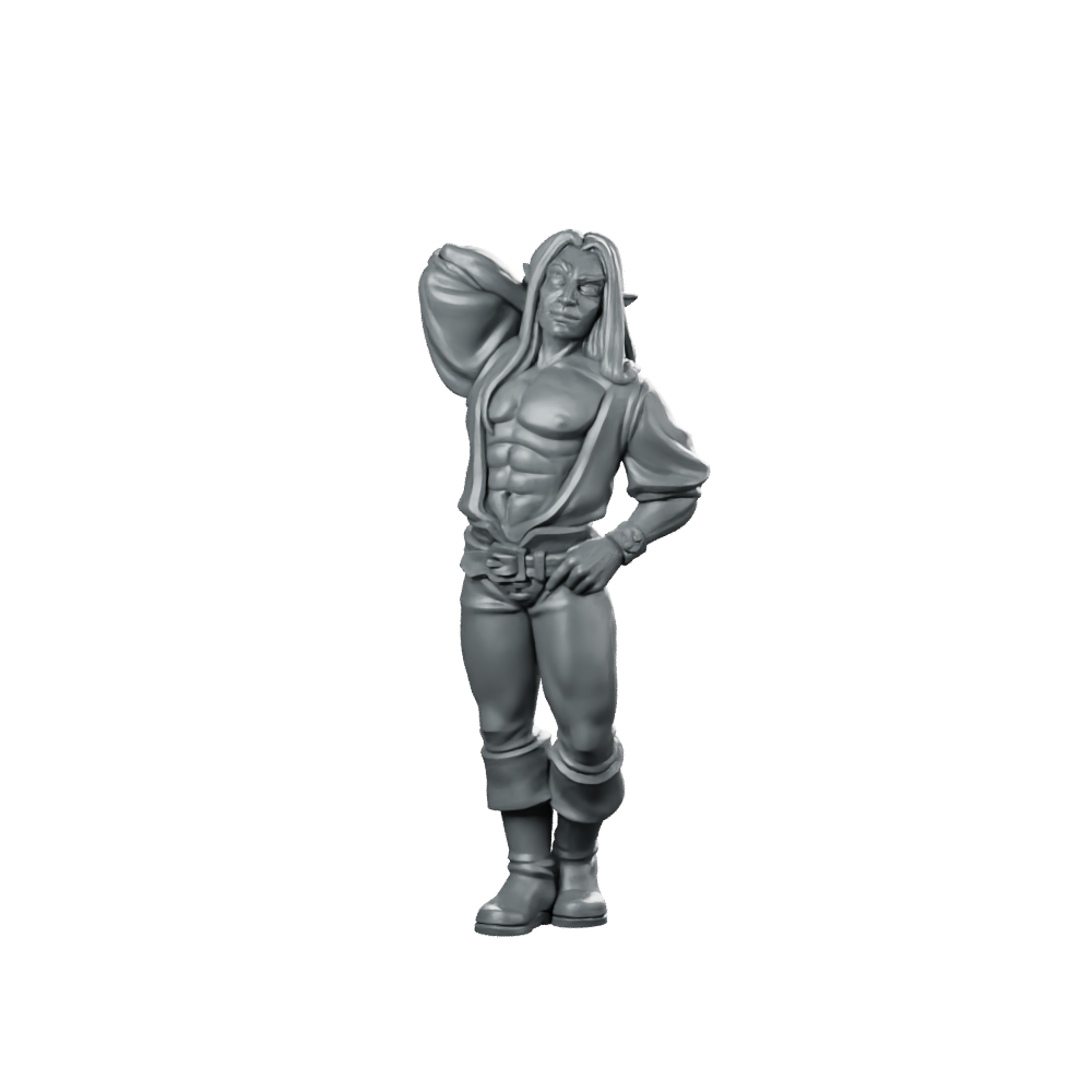 Male Entertainer Fantasy Miniature Muscular Tavern Bard Miniature 360 Spin 01