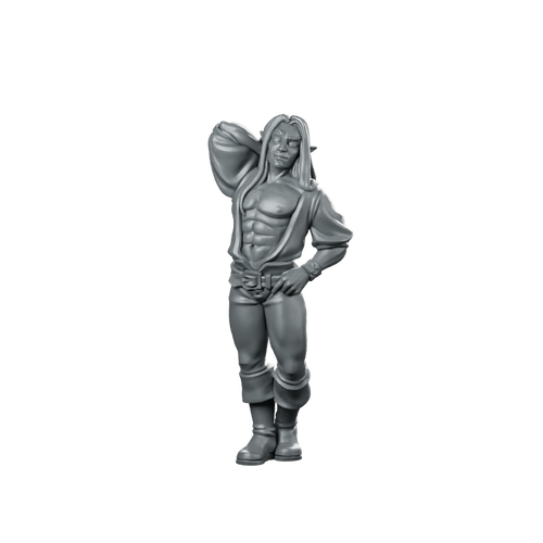 Male Entertainer Fantasy Miniature Muscular Tavern Bard Miniature 360 Spin 01