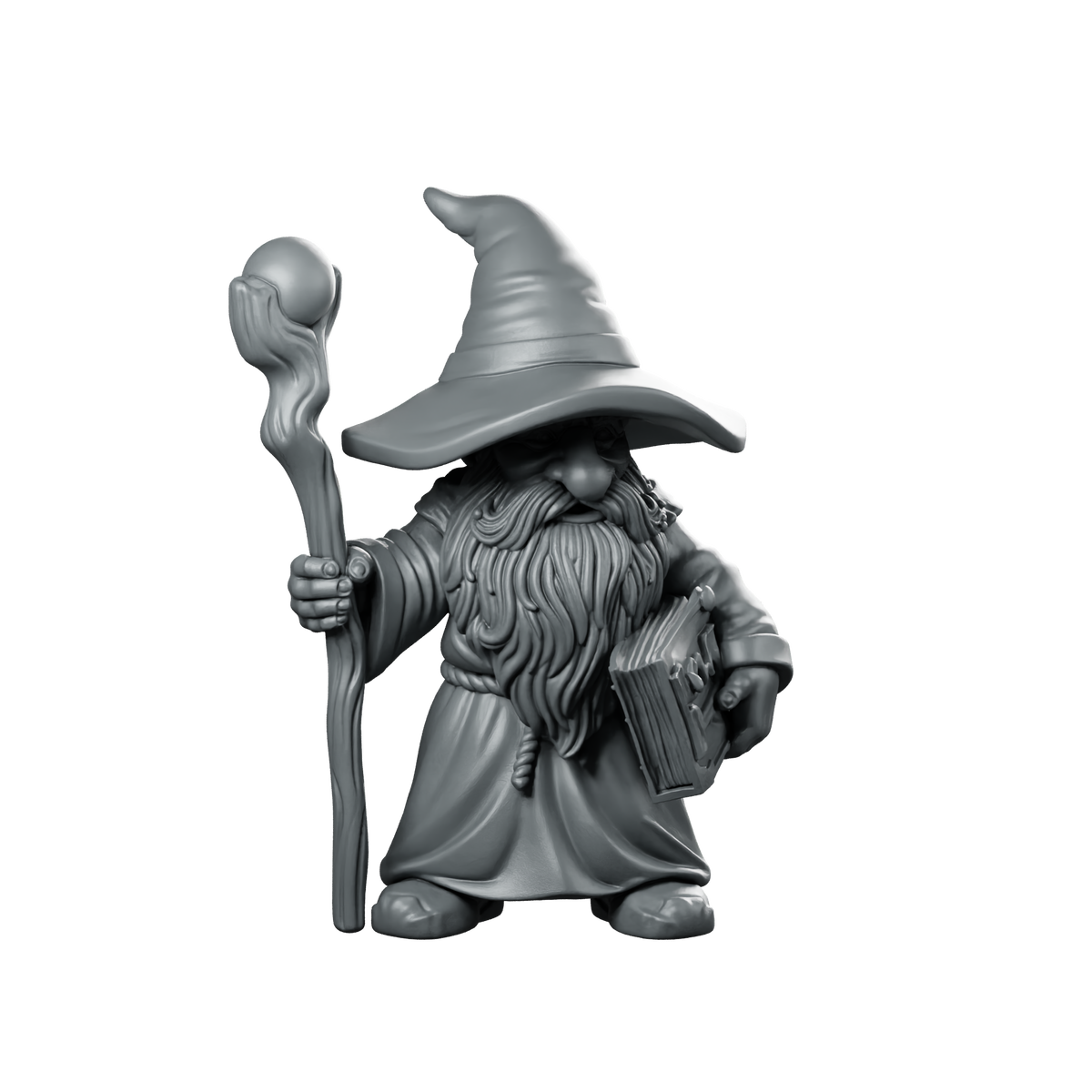 Male Gnome Wizard With Staff And Miniature Miniature 360 Spin 01
