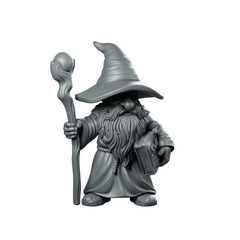 Male Gnome Wizard With Staff And Miniature Miniature 360 Spin 01
