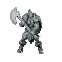 Male Half Orc Barbarian With Greataxe Miniature Miniature 360 Spin 01