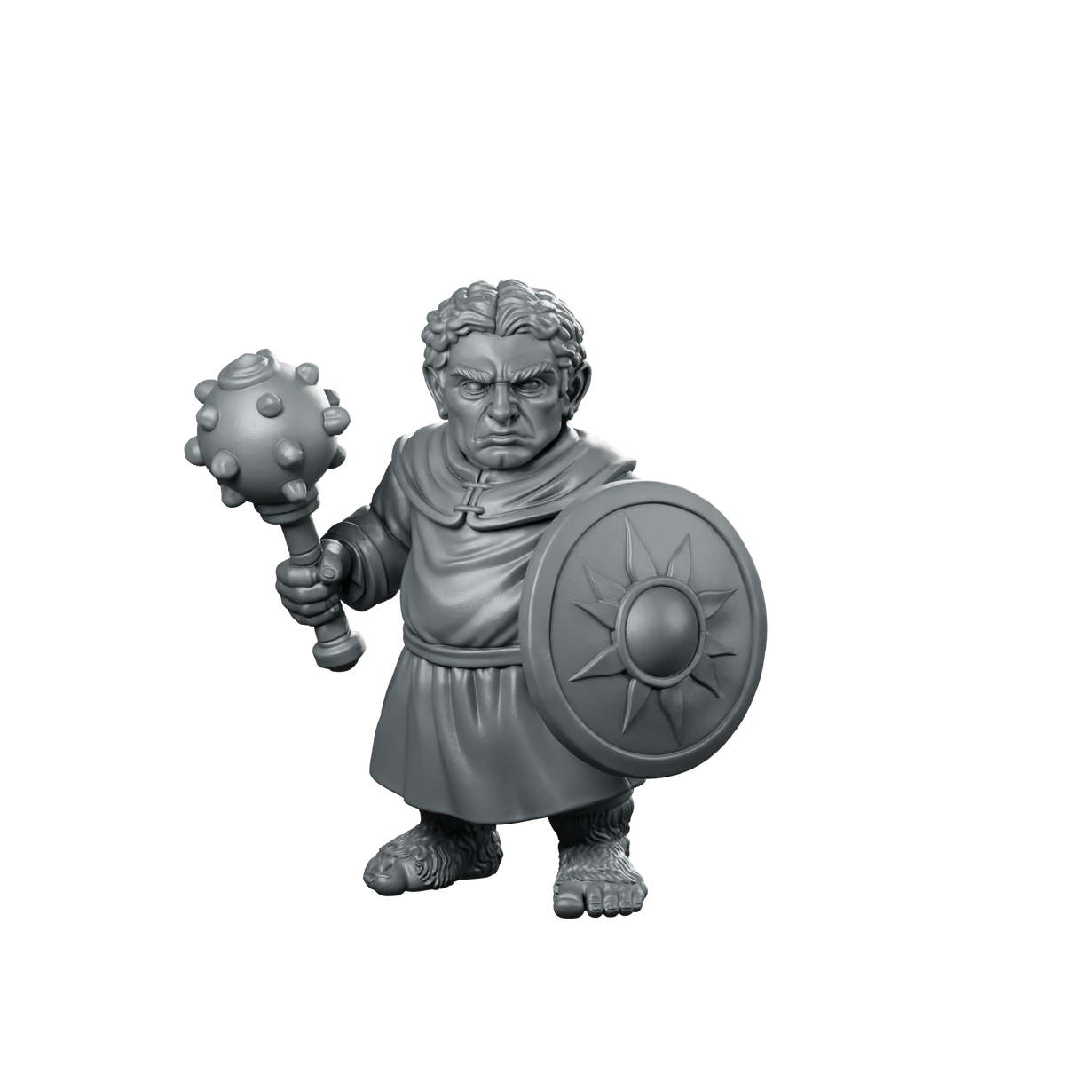 Male Halfling Cleric With Mace And Miniature Miniature 360 Spin 01