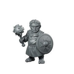 Male Halfling Cleric With Mace And Miniature Miniature 360 Spin 01
