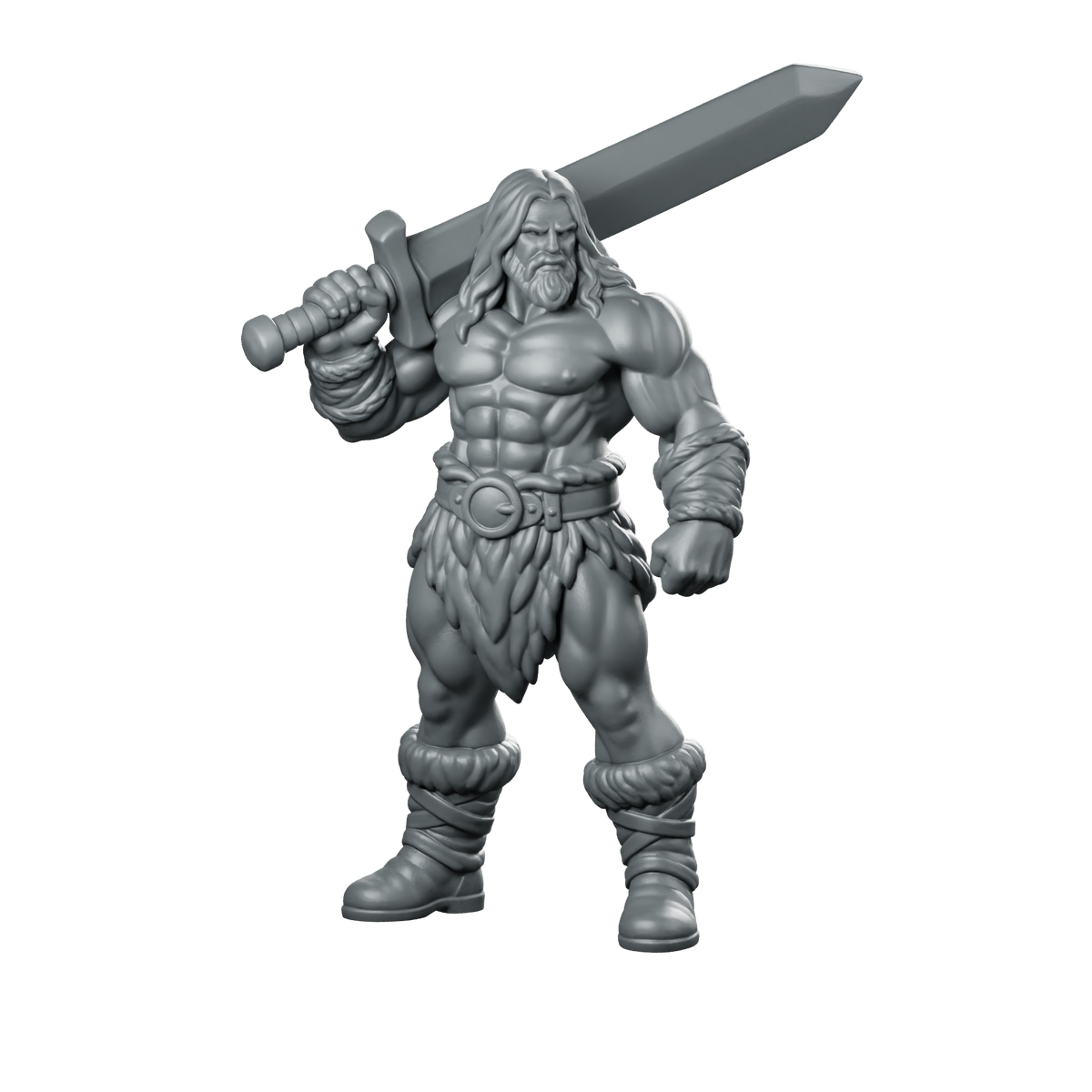 Male Human Barbarian With Greatsword Miniature Warrior Miniature 360 Spin 01