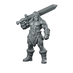 Male Human Barbarian With Greatsword Miniature Warrior Miniature 360 Spin 01