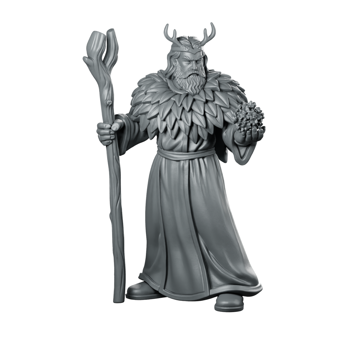 Male Human Druid With Staff Miniature Antlered Miniature 360 Spin 01