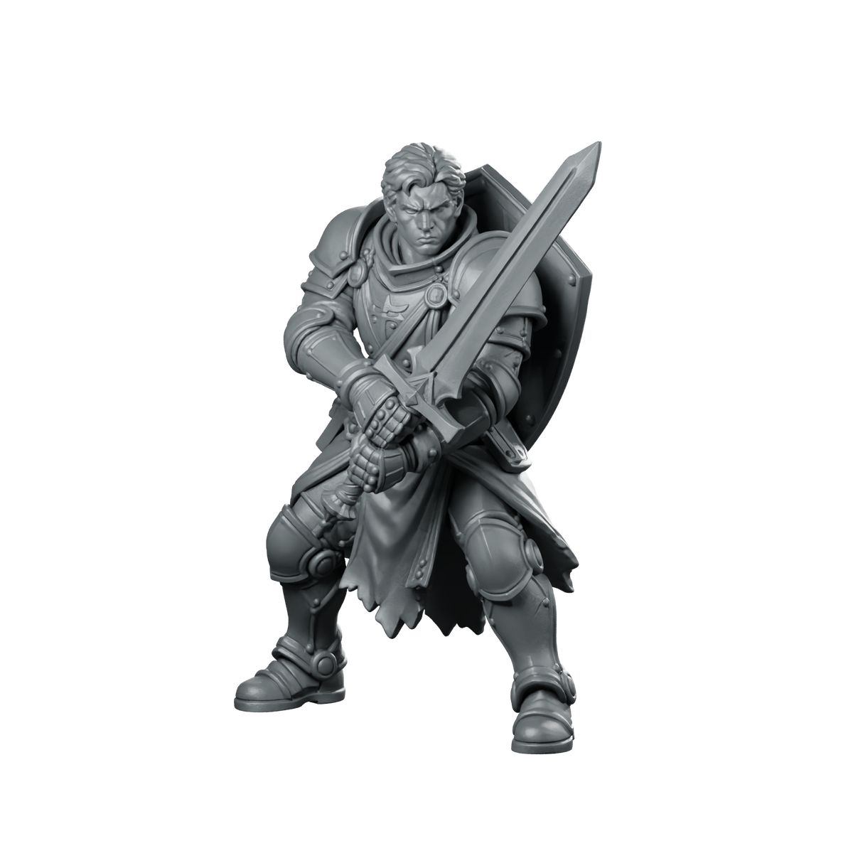 Male Human Fighter Knight With Longsword Miniature Miniature 360 Spin 01