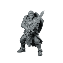 Male Human Fighter Knight With Longsword Miniature Miniature 360 Spin 01