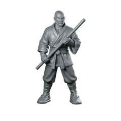 Male Human Monk With Quarterstaff Miniature Miniature 360 Spin 01