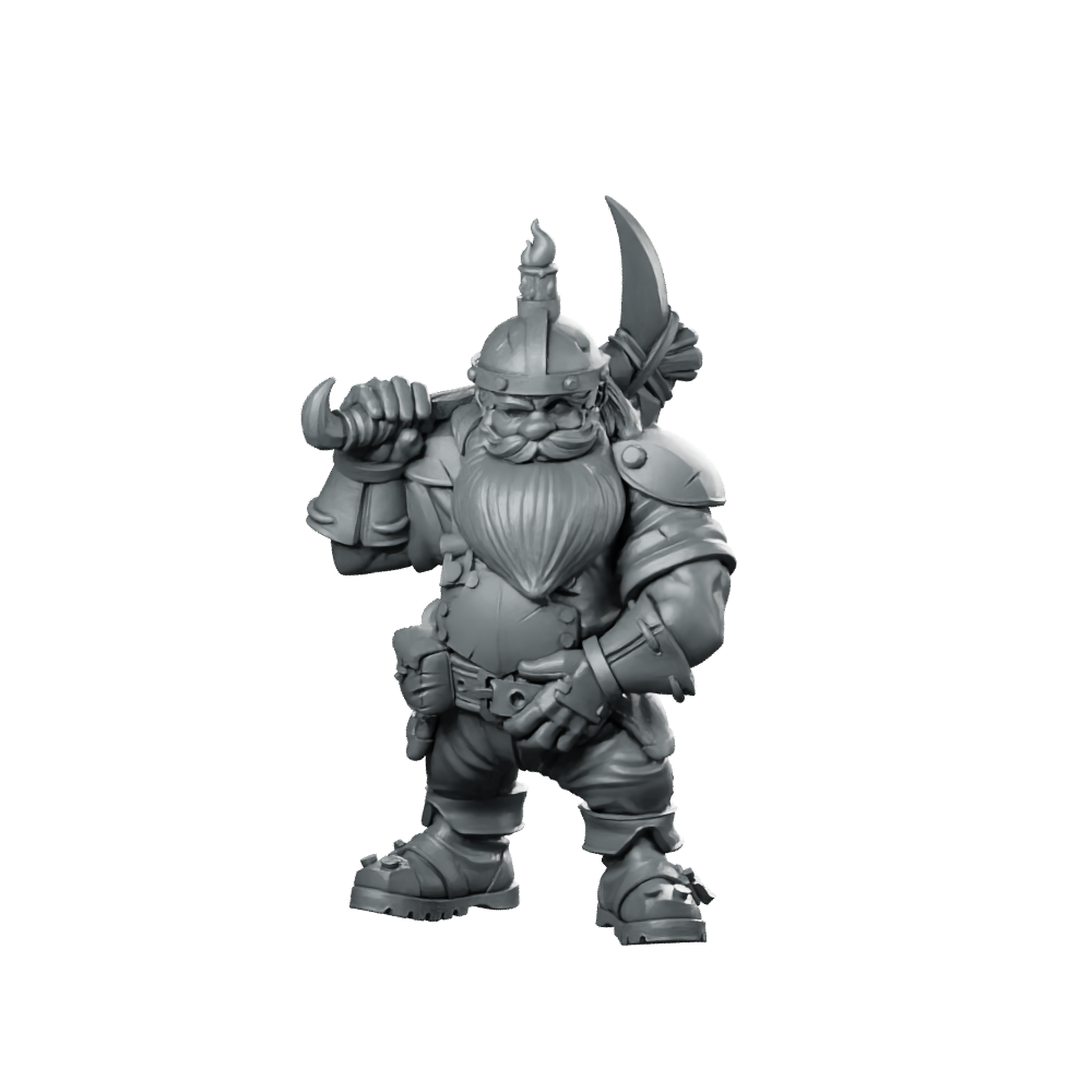 Male Miner Gruvar Miniature Dwarf Pickaxe NPC Miniature 360 Spin 01