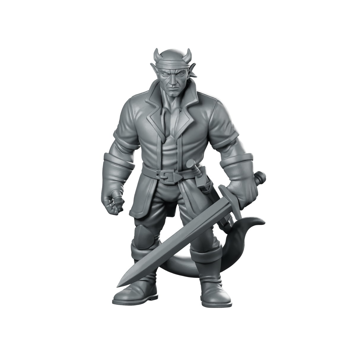 Male Tiefling Rogue With Sword Miniature Swordsman Miniature 360 Spin 01