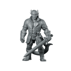 Male Tiefling Rogue With Sword Miniature Swordsman Miniature 360 Spin 01
