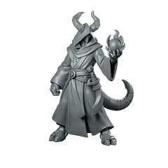 Male Tiefling Warlock With Flaming Orb Miniature Miniature 360 Spin 01