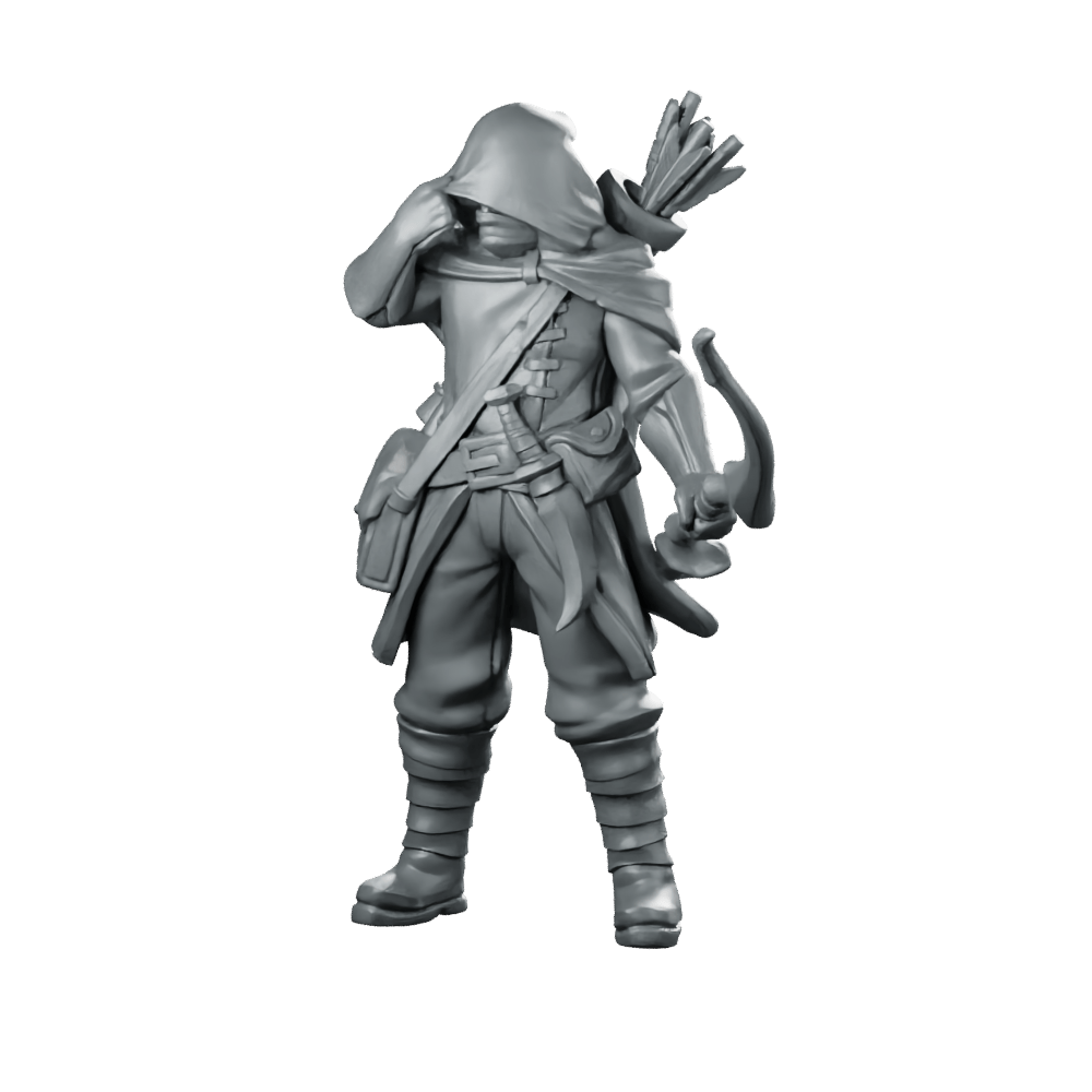 Male 03 Miniature Hooded Archer Ranger - Galaad - We Print Miniatures