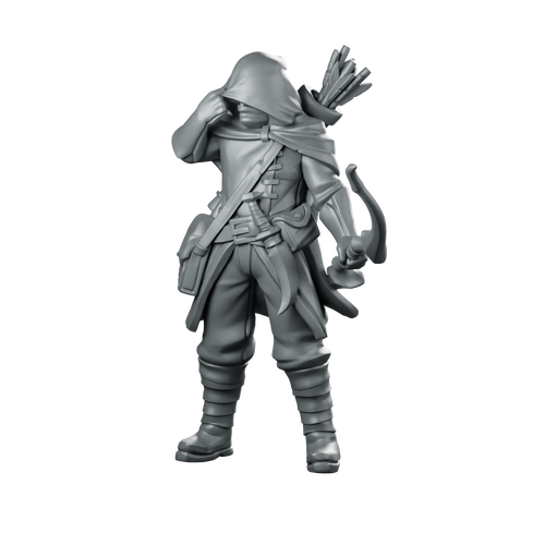 Male 03 Miniature Hooded Archer Ranger Miniature 360 Spin 01