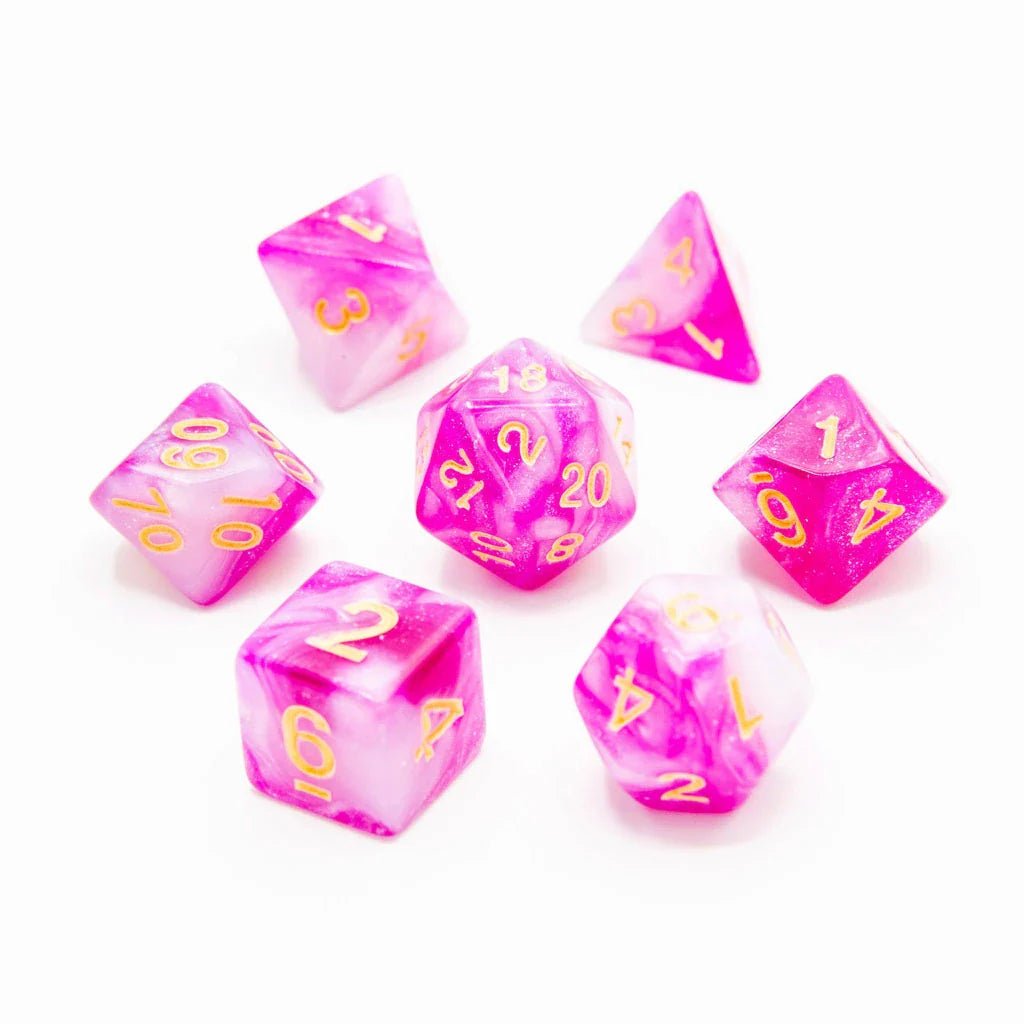 Mallow Sparkle | Acrylic Dice | 7 Piece Set - Tabletop Dominion - We Print Miniatures
