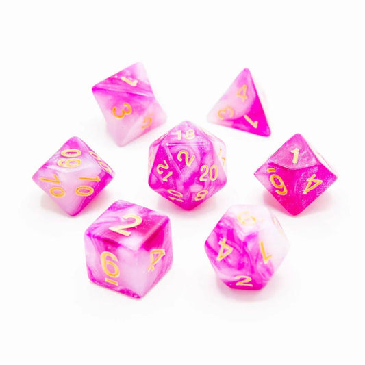 Mallow Sparkle | Acrylic Dice | 7 Piece Set - Tabletop Dominion - We Print Miniatures