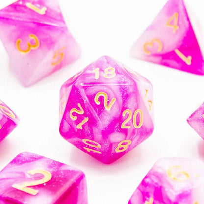 Mallow Sparkle | Acrylic Dice | 7 Piece Set - Tabletop Dominion - We Print Miniatures