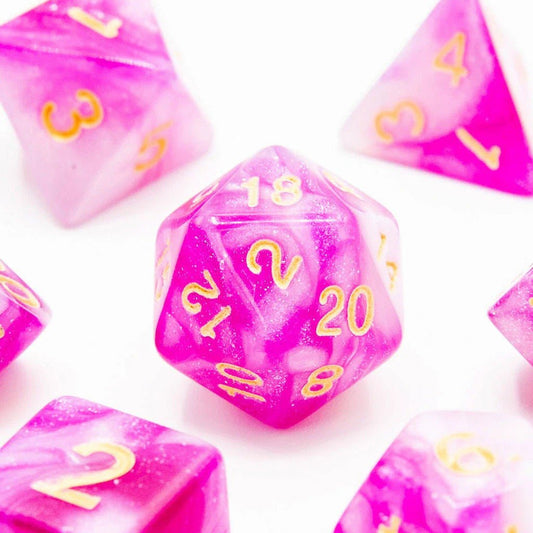 Mallow Sparkle | Acrylic Dice | 7 Piece Set - Tabletop Dominion - We Print Miniatures