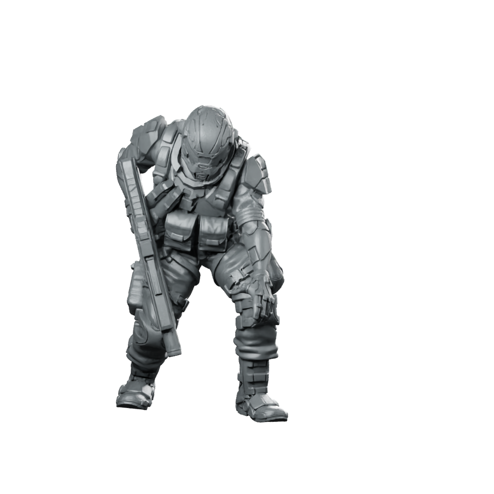 Malony Cyberpunk Soldier Miniature Armoured Sci-Fi Tactical Operative Miniature 360 Spin 01