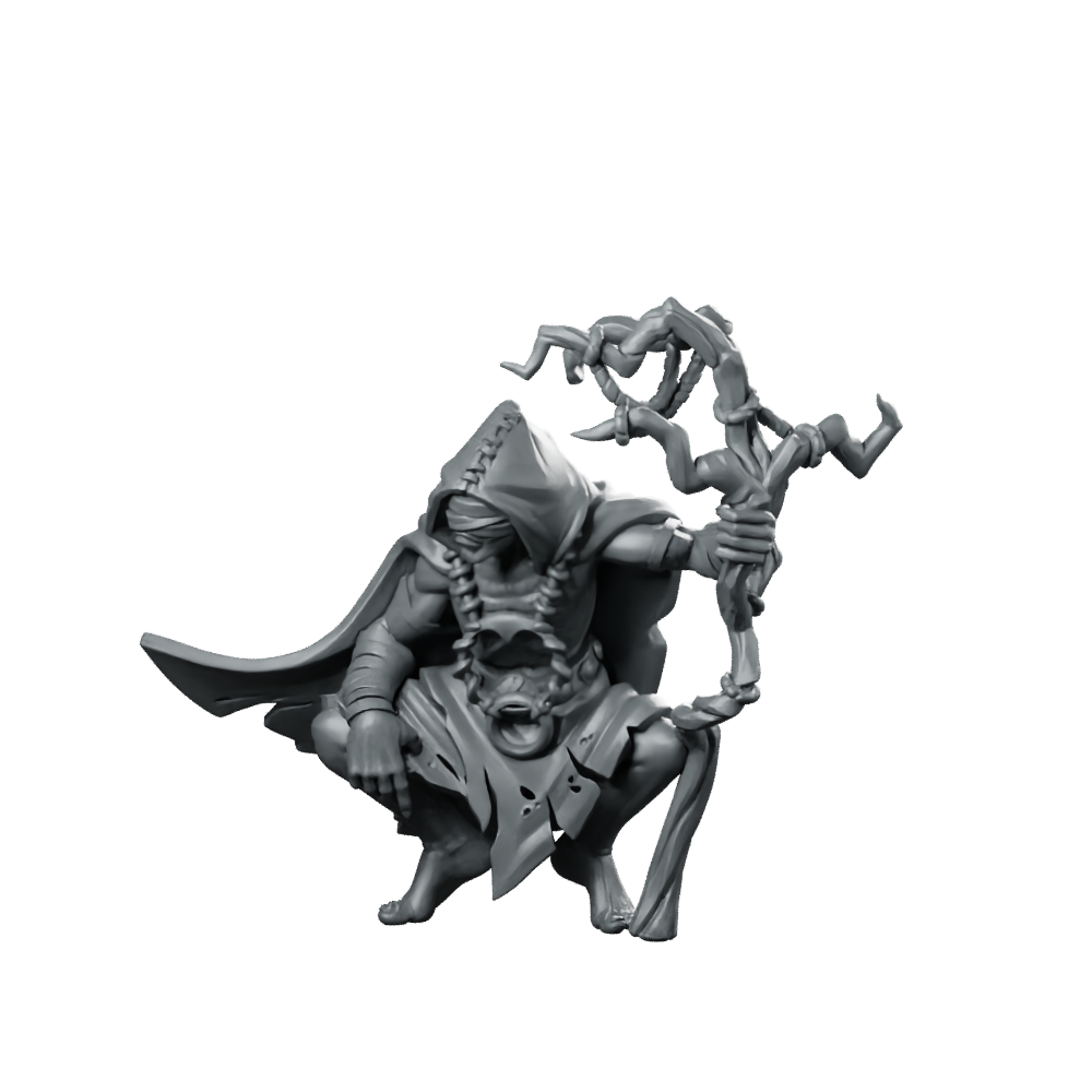 Man Oracle Miniature Hooded Seer Staff Prophet Miniature 360 Spin 01