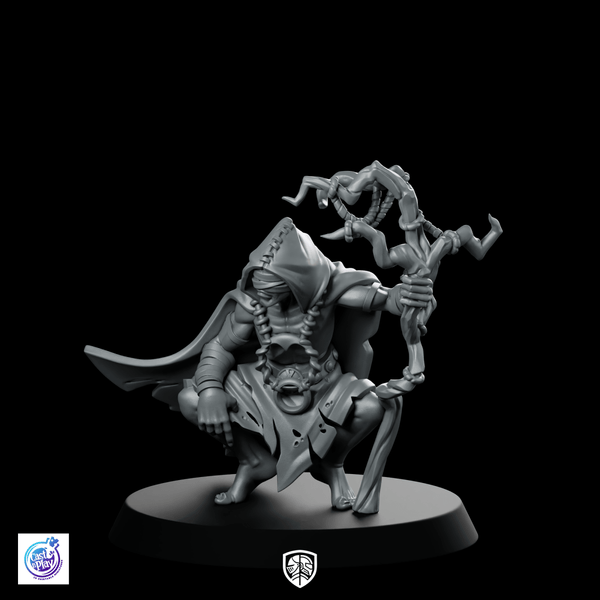 Man Oracle Miniature Hooded Seer Staff Prophet - CastNPlay - We Print Miniatures