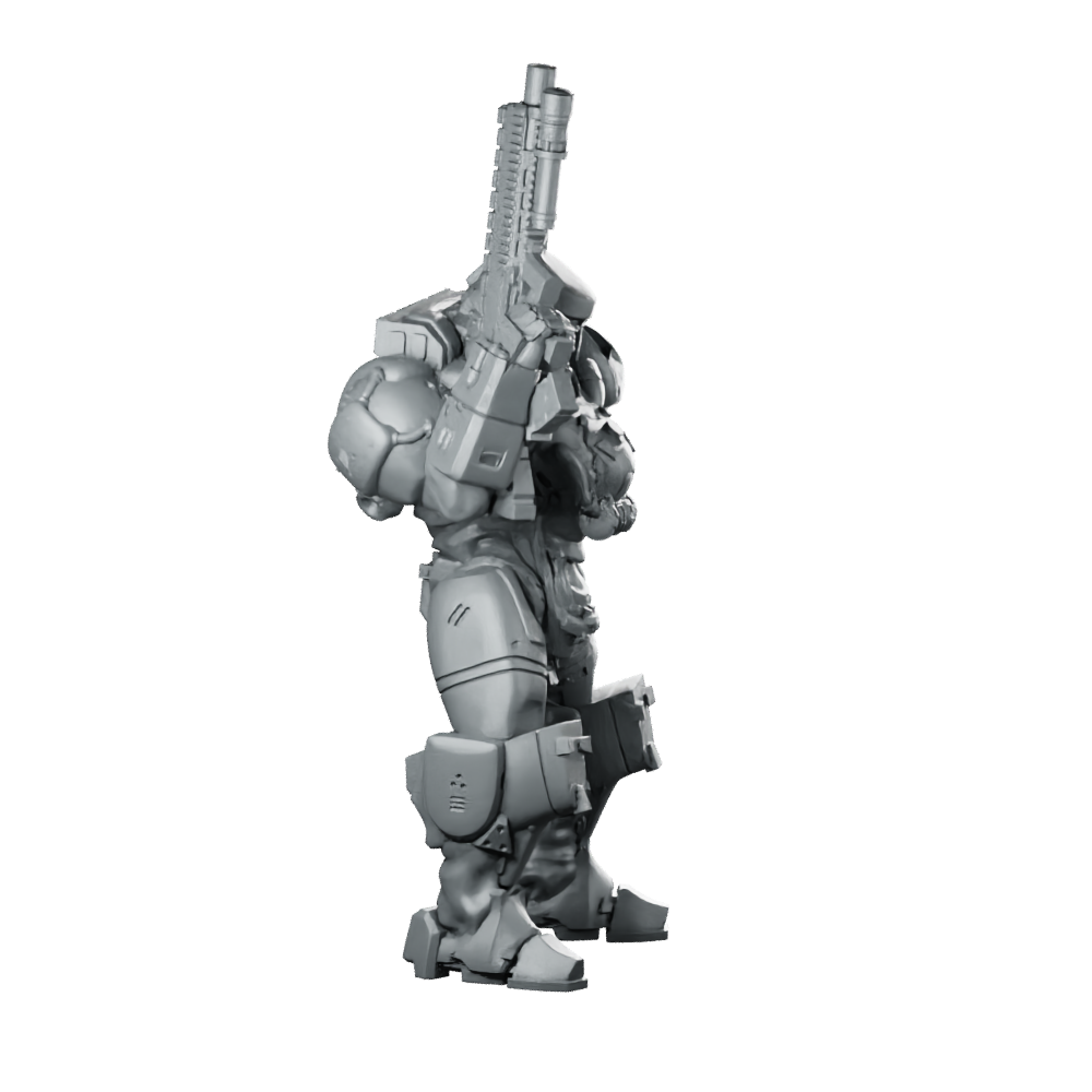 Man Ned Tanksuit Cyberpunk Miniature Armoured Exosuit Trooper Miniature 360 Spin 01