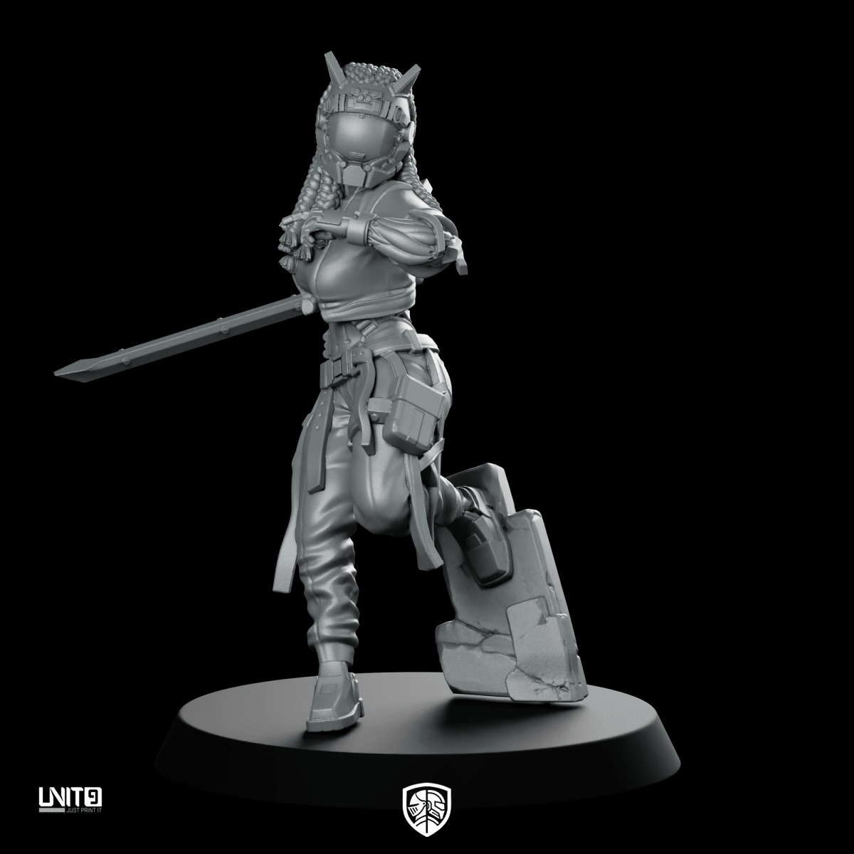 Mara Ghost Kim v1 Miniature Cyberpunk Sword - Unit9 - We Print Miniatures