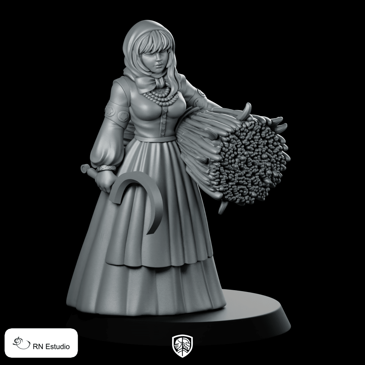 Margaret Harvester Peasant Miniature Scythe Wielding Farmhand - RN Estudio - We Print Miniatures