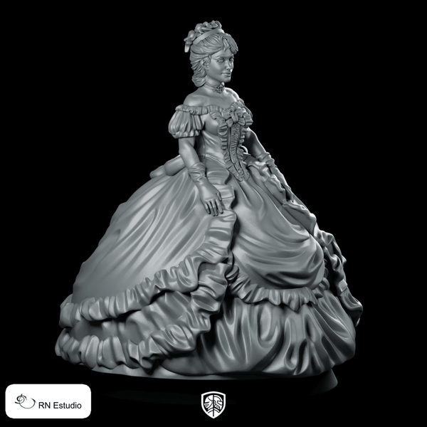 Marguerite Miniature Elegant Victorian Ballgown Noblewoman RPG - RN Estudio - We Print Miniatures