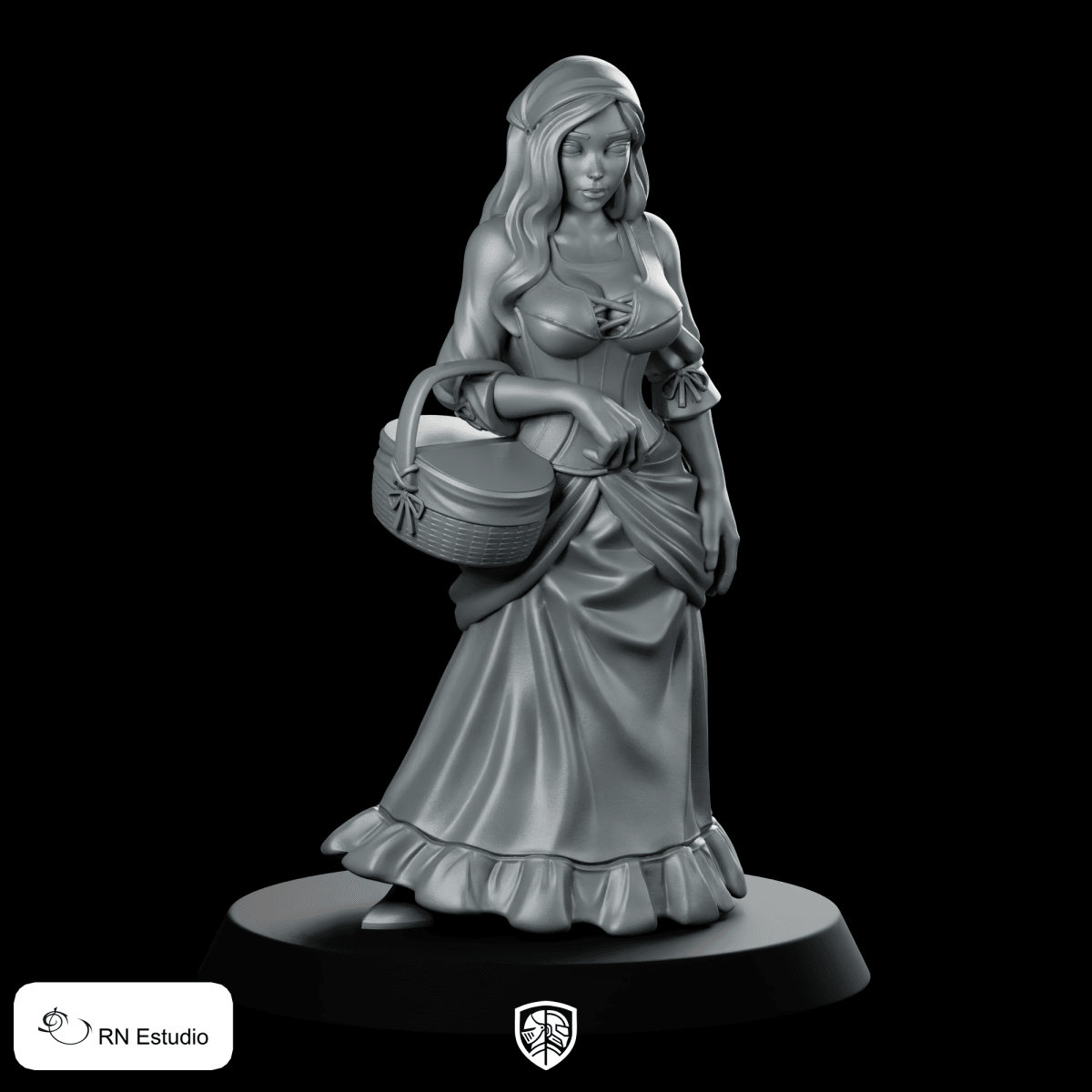 Market Peasant Alice Miniature Witch Townsfolk Basket Magic - RN Estudio - We Print Miniatures