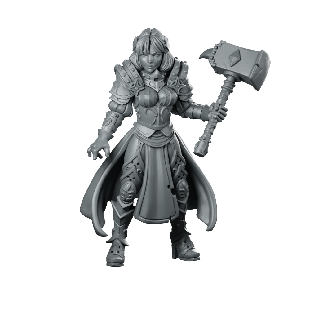 Paladin Maryka Fantasy Miniature Female Armored Warrior Hero Miniature 360 Spin 01