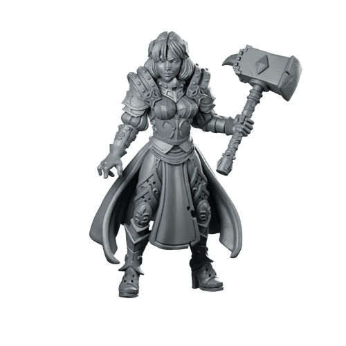 Paladin Maryka Fantasy Miniature Female Armored Warrior Hero Miniature 360 Spin 01