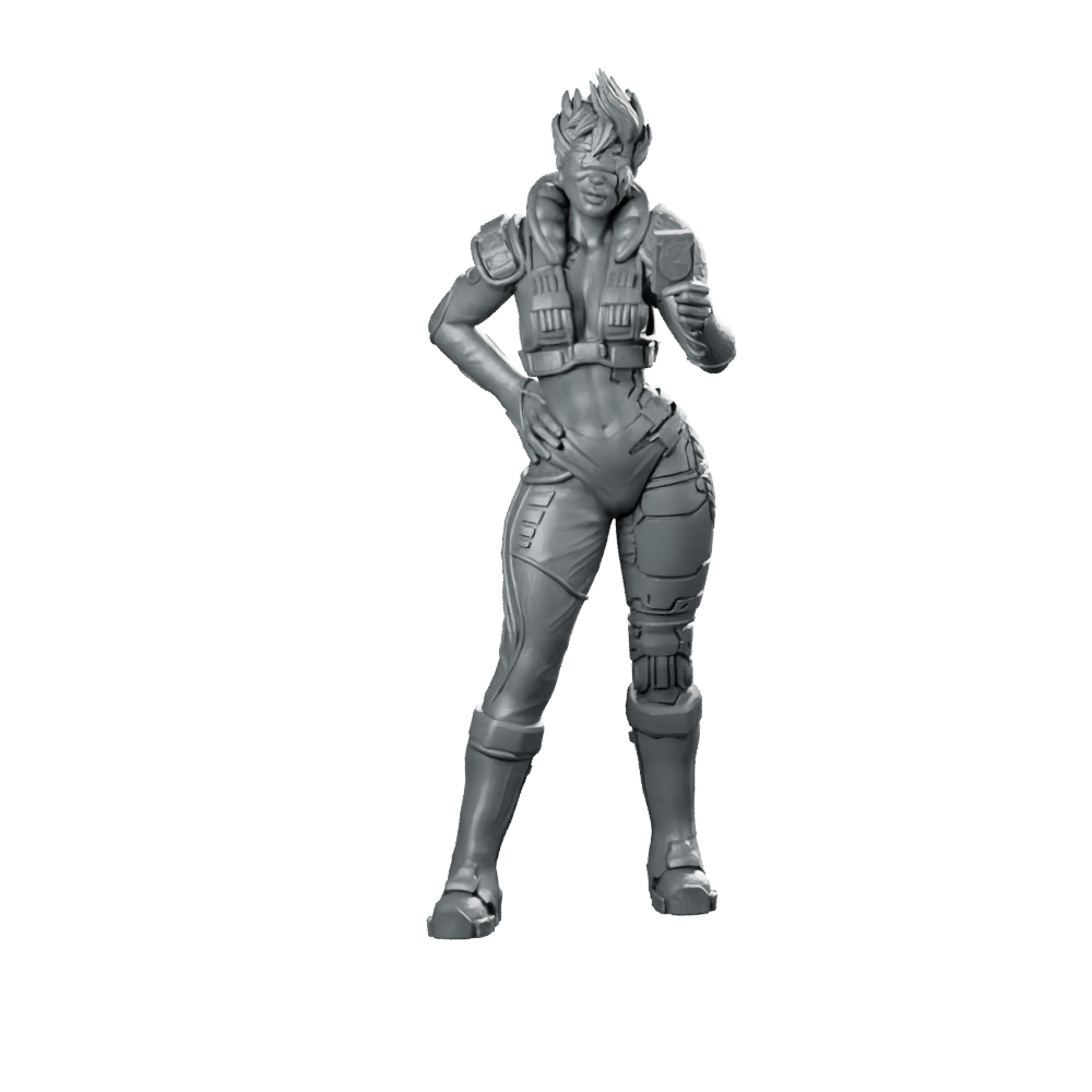Masako 02 Cyberpunk Miniature Female Operative Resin Miniature 360 Spin 01
