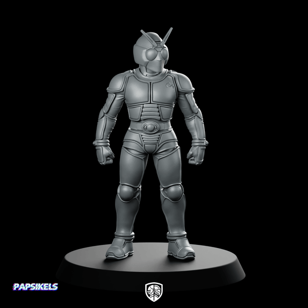 Masked Cyber Rider Blue 1 Miniature Armored Hero - Papsikels Miniatures - We Print Miniatures